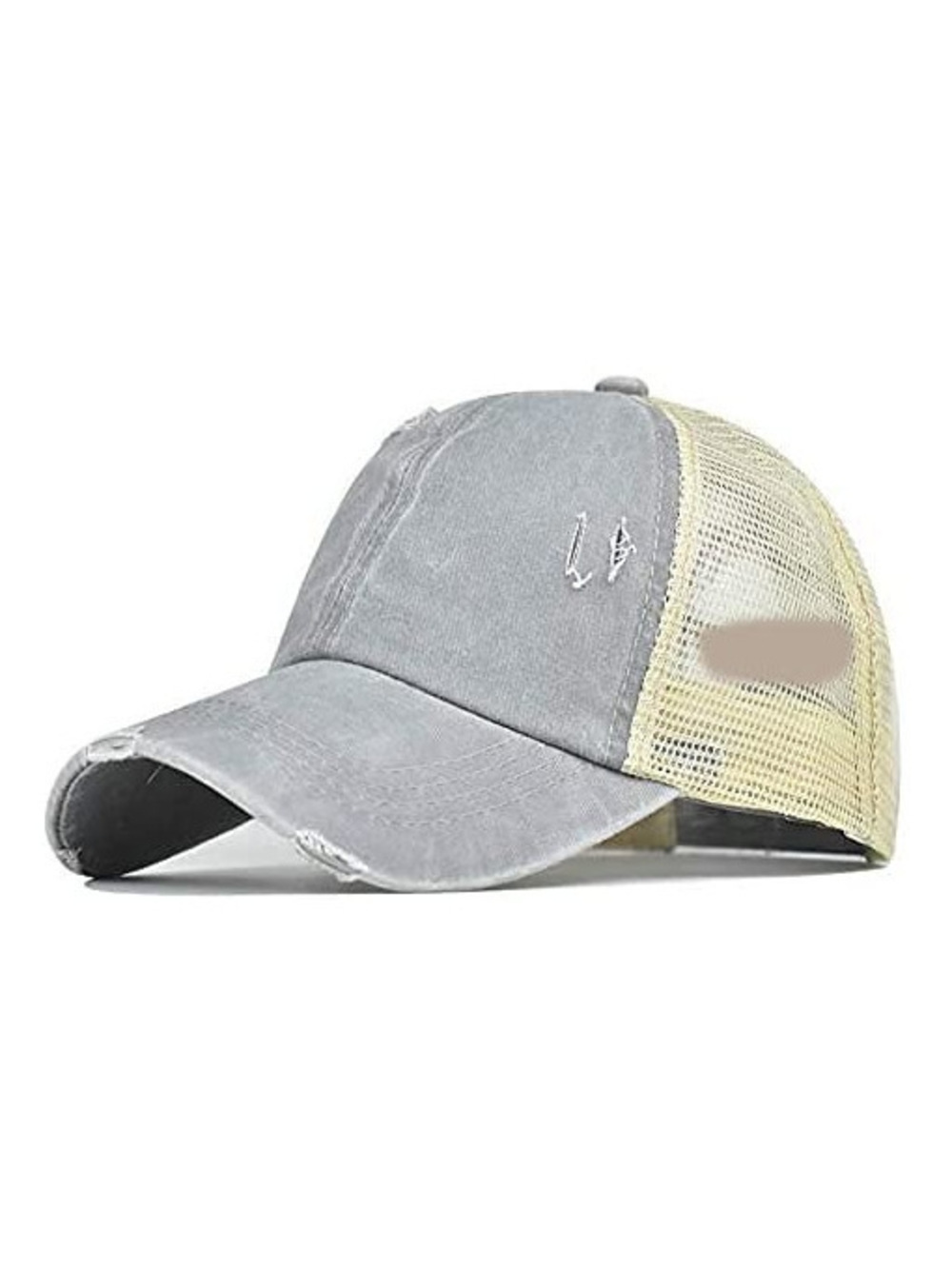 Criss Cross Hat Washed Distressed Baseball Cap Ponytail | Greybeige | Size OS